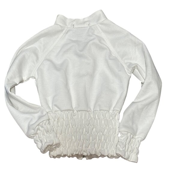 White Bjorn Lucky Girls Zip-Up Jacket With Cherry Embroidery & Smocked Waistband - Picture 2 of 4